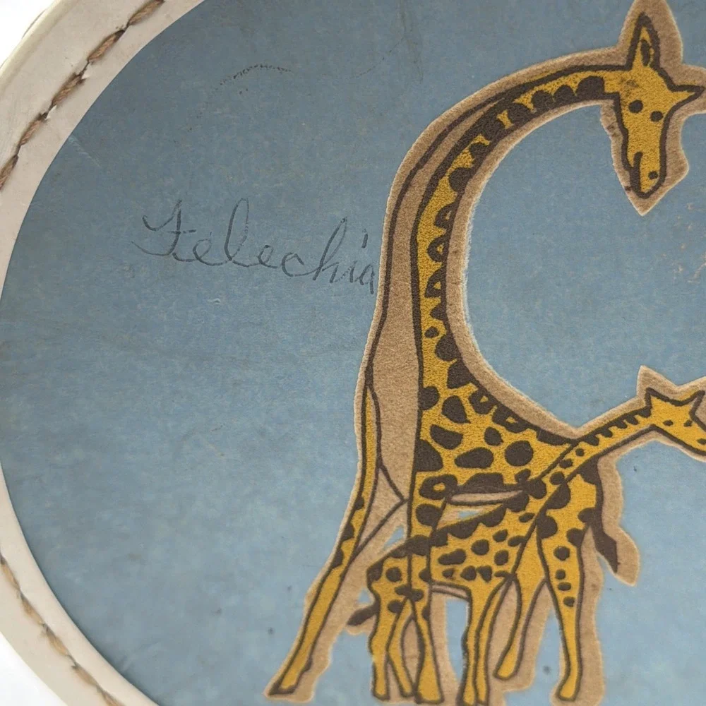 RARE VINTAGE 1960's Child's/Doll's Travel Case Flocked Giraffes